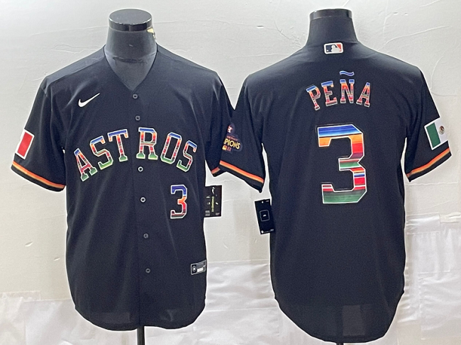 Men's Houston Astros #3 Jeremy Peña Black Mexico Cool Base Stitched Baseball Jersey